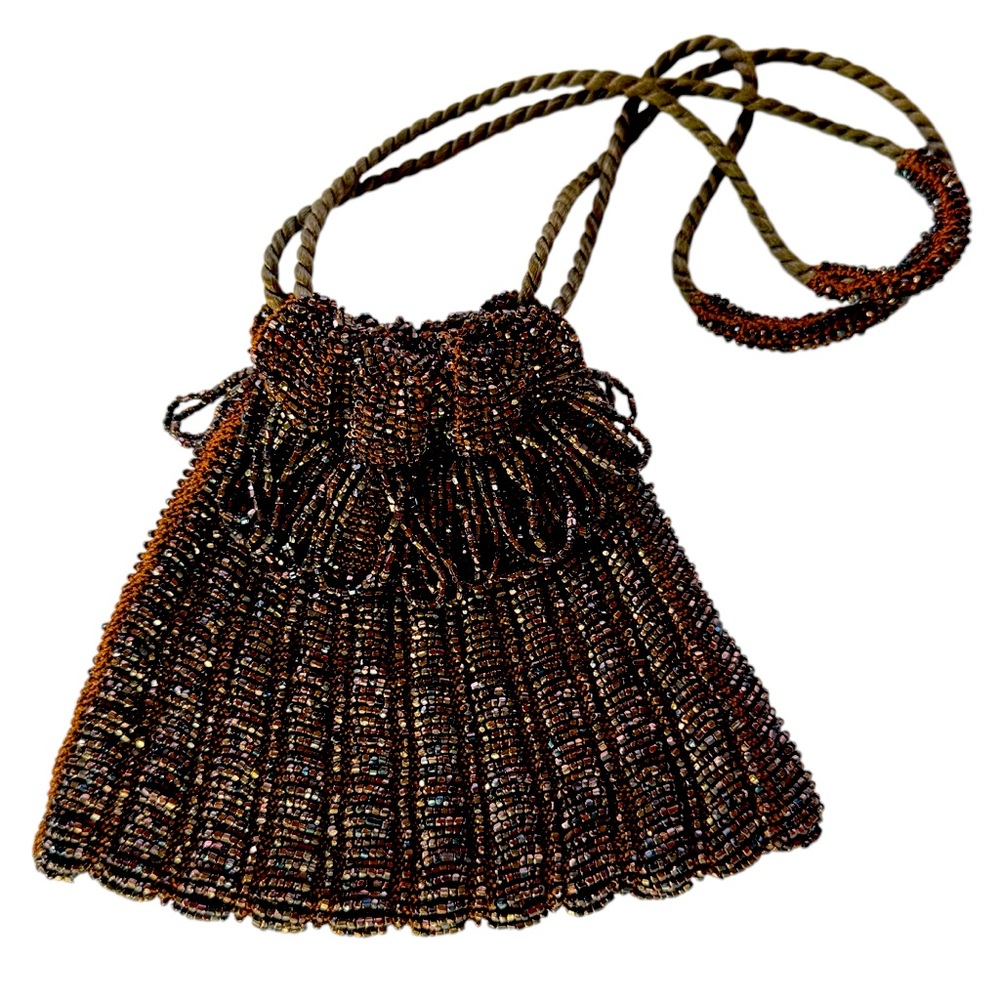 Beaded Evening Wristlet - Brown